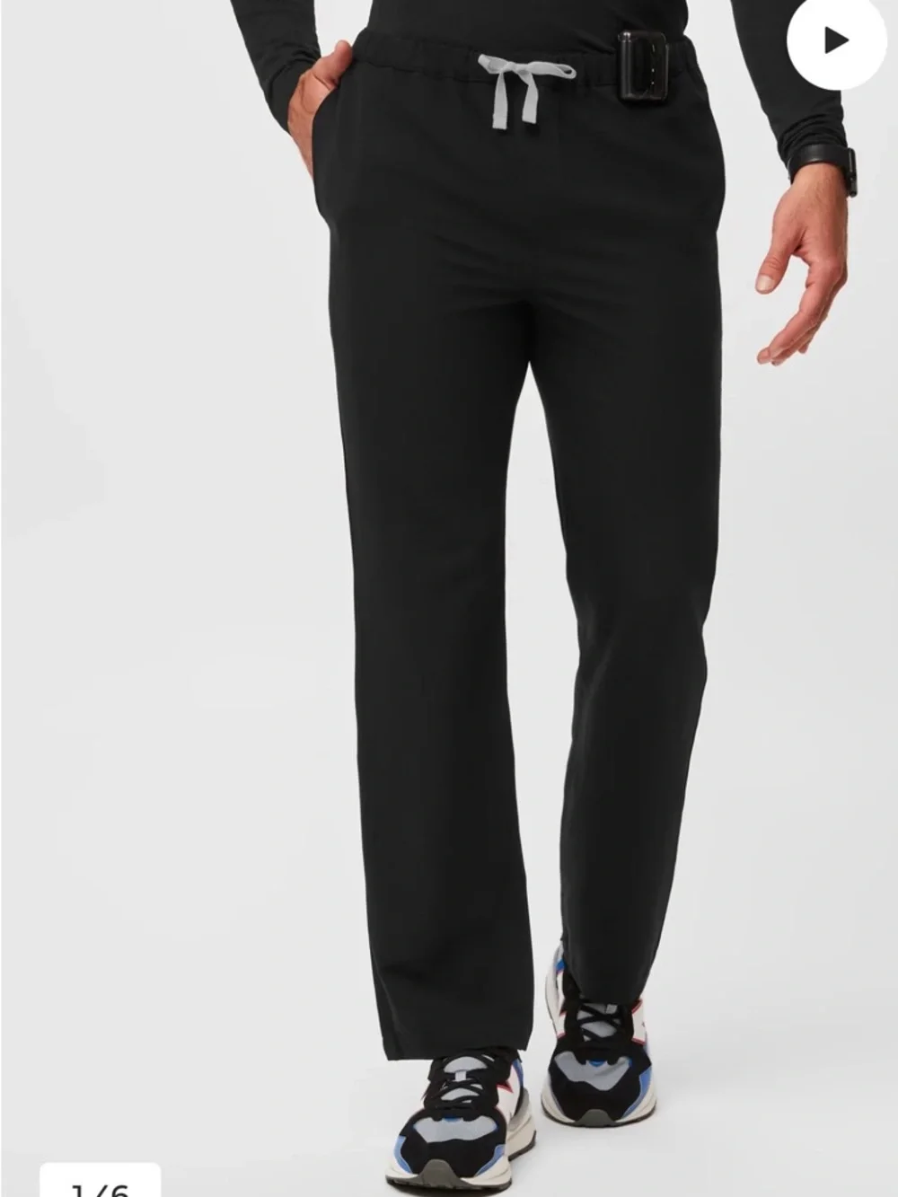 FIGS Pisco Basic Scrub Pants FIONx Black Straight Leg L Like New FM4500